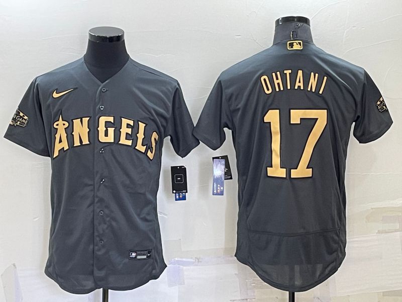 Men Los Angeles Angels 17 Ohtani Grey 2022 All Star Elite Nike MLB Jerseys